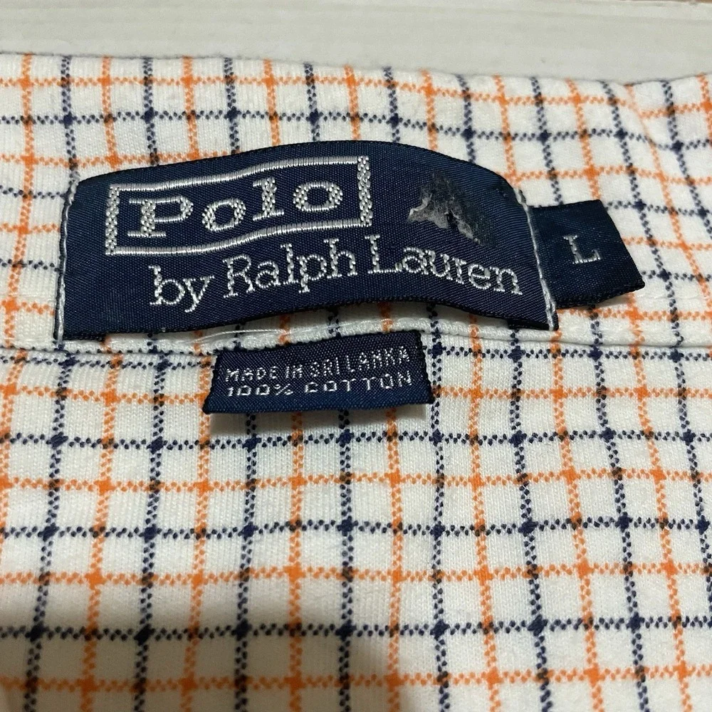 Vintage Y2k Polo Ralph Lauren Polo Shirt Mens Size Large Check Cotton